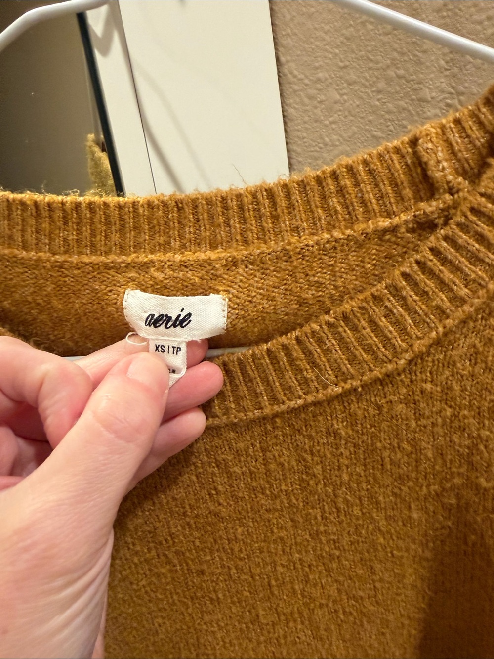 aerie Crewneck Sweater in Mustard Gold Tone